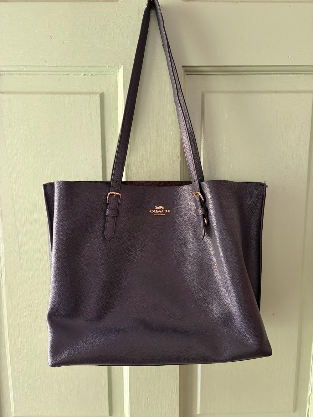 Coach Mollie Tote Bag in pebbled navy 13 x 11